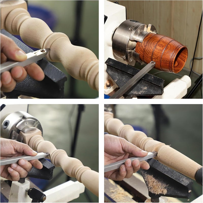 DEEFIINE 18.3" Full Size Carbide Tip Wood Lathe Turning Tool Kit, Lathe Roughing and Finishing Tool with Diamond Round Square Carbide Inserts for Woodturning （4pcs - Image 5